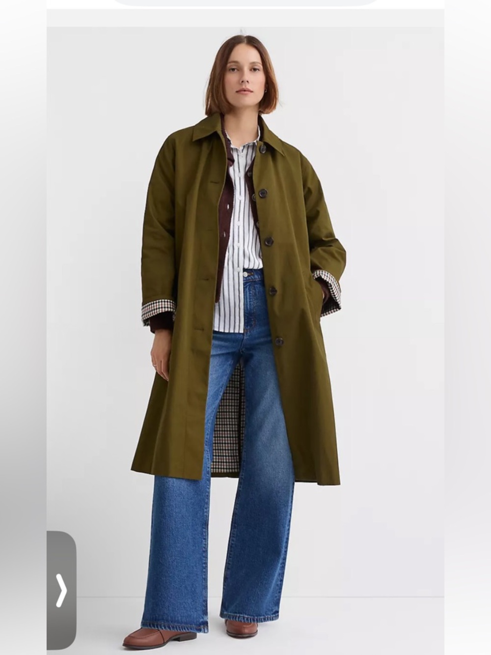 LOFT Olive Green Long Trench Coat - NWT- 100% cotton